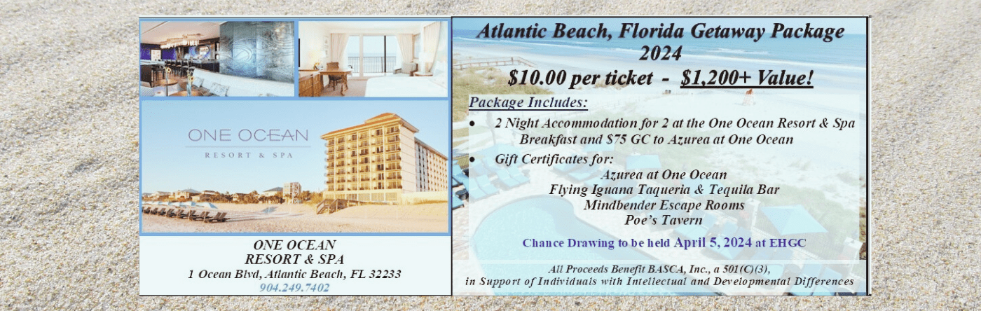 A banner to enter a drawing for a getaway package at One Ocean Resort and Spa